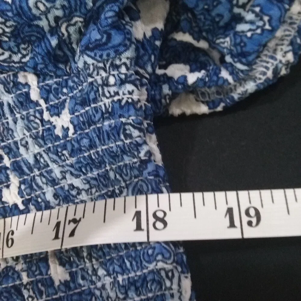 MICHAEL KORS BLUE WHITE PAISLEY SHORT SLEEVE LINED MAXI DRESS SIZE XL